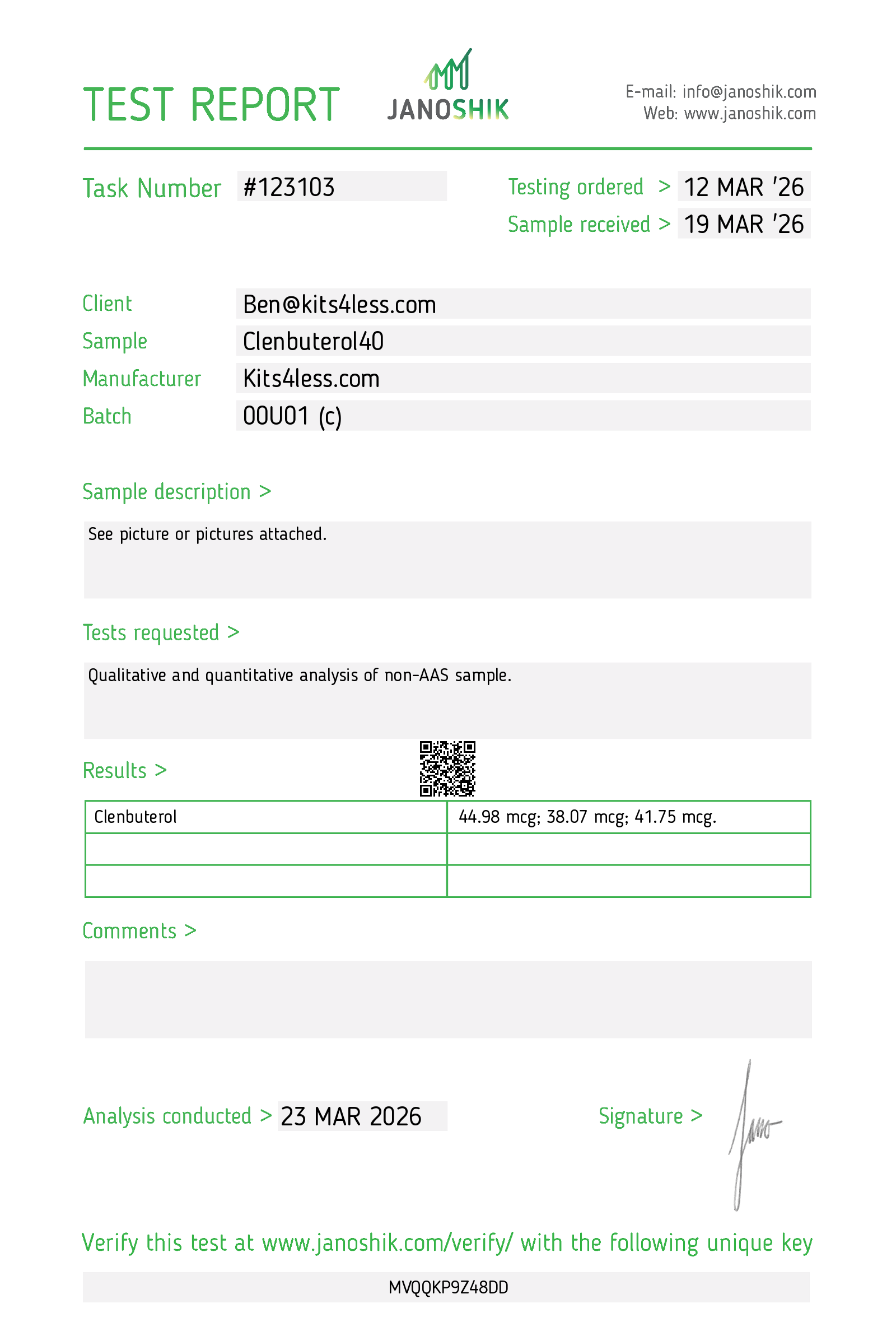 Test Report #123103